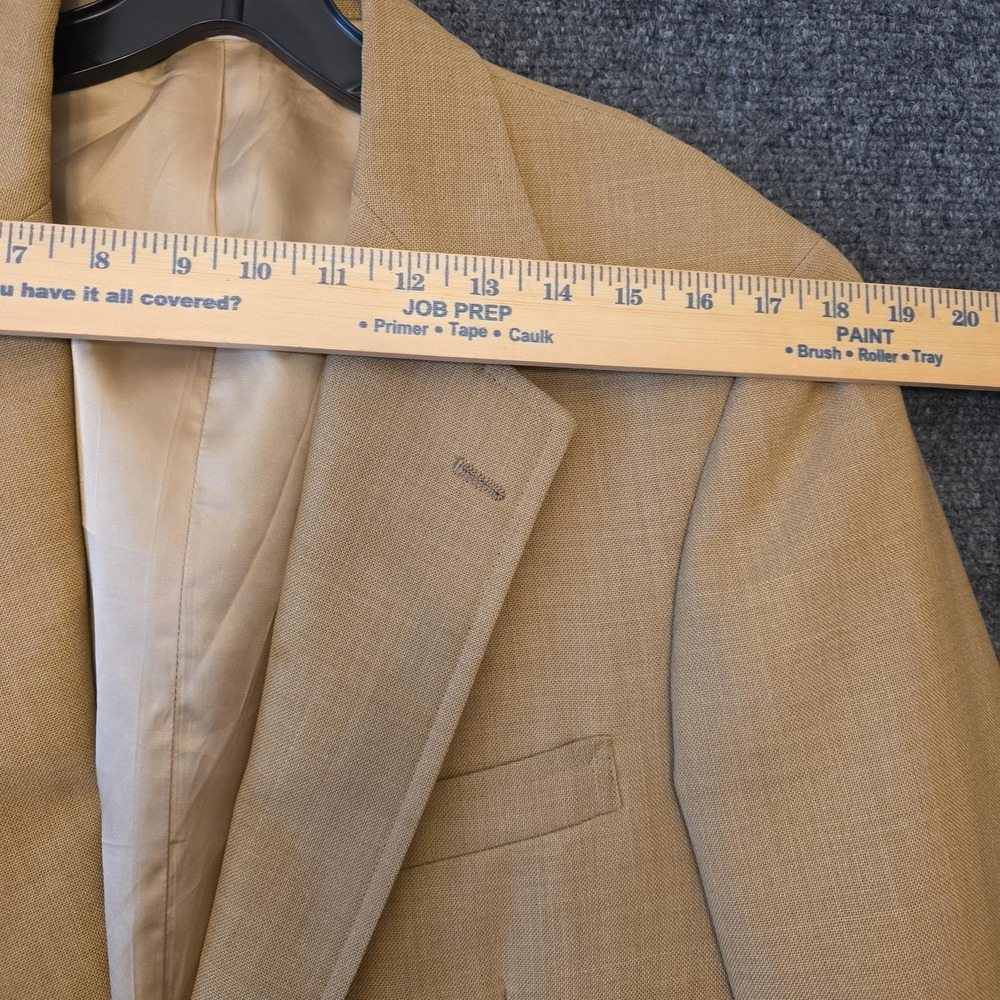 Chaps Ralph Lauren Blazer Sport Coat Mens 46 Beige‎ Gold Button USA Jacket FLAWS - Picture 9 of 16